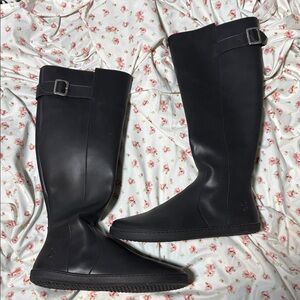 Shapen Black Women's Tall Buckle Winter Boots